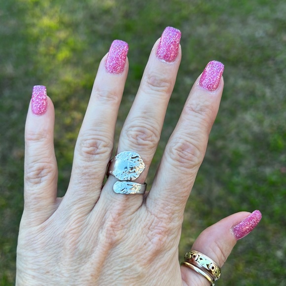 Vintage Sterling Silver UNCAS Floral Scroll Spoon Handle Ring - Picture 3 of 17